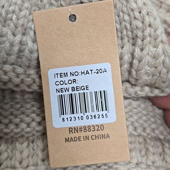 Luxury Divas Thick Slouchy Knit Oversized Beanie Cap Hat - NEW Beige - Picture 4 of 7